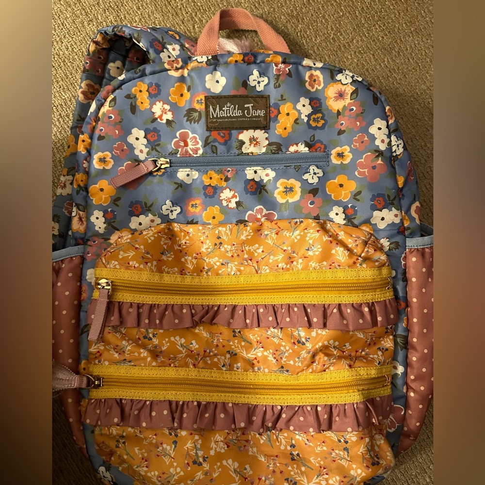 Matilda Jane Heart to Heart backpack Blue Floral